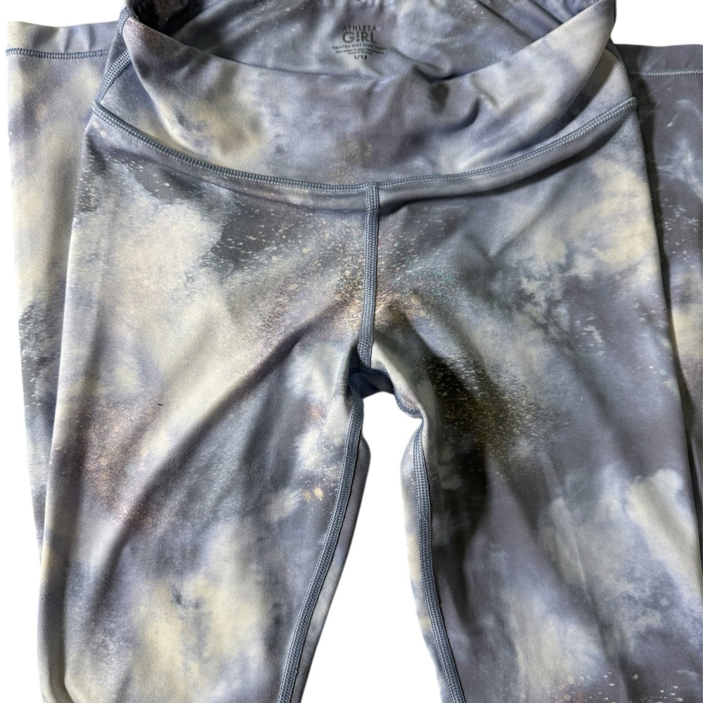 Athleta Gray and White Leggings with Wide Waistband